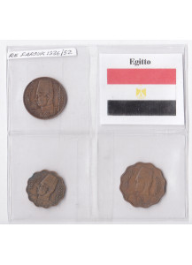 EGITTO Serie 3 monete Re Farouk Periodo 1936/52